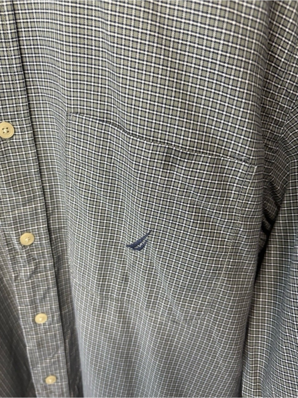 Nautica Men's Long Sleeve Button Up 100% Cotton Long Sleeve Green Plaid Shirt LG - Picture 4 of 7